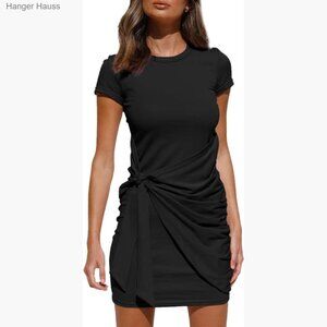 Bodycon Wrap Mini Dress Short Sleeve Casual Summer Vacation T-Shirt Dress